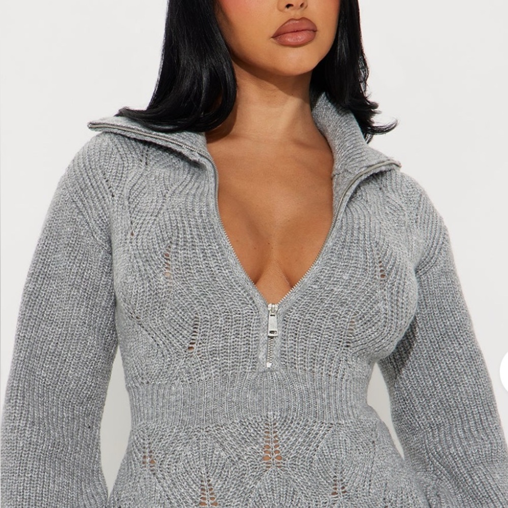 Fashion Nova Gray Knit Dress